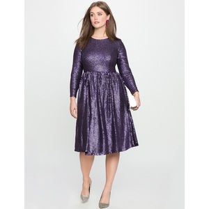 NWT Purple sequin Fit and Flare Dress  sz 16